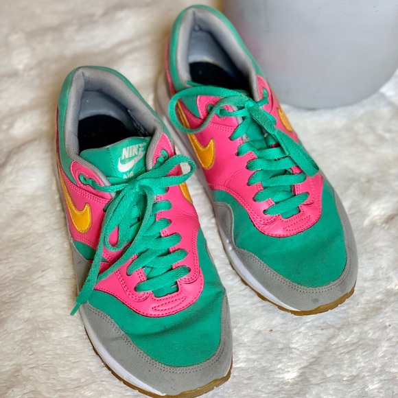 Nike Shoes | Nikeid Air Max Pink And Green Sneakers | Poshmark